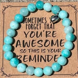 Stone Bracelet New You are Awesome  Positive Affirmation Stretches Gift Present